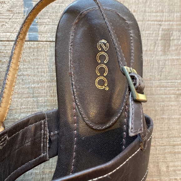 Ecco Brown Leather Chain Sandals Size 37 - Picture 4 of 9